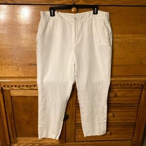 LAUREN Ralph Lauren White Linen Ankle Pants